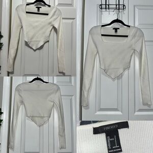 Forever 21 Cream Long Sleeve Blouse